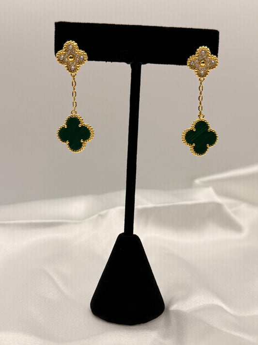 Black Clover Dangle Earrings – Gold Plated, Chic & Everyday Wear